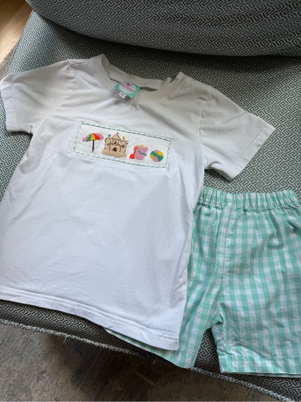 The Smocked Flamingo Boys 2pc Beach Smocked Outfit - Size 5